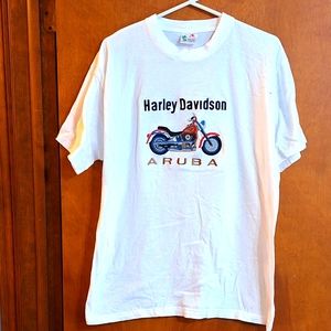 NWOT Harley-davidson embroidered Aruba white tee
